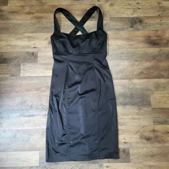 Calvin Klein Crossback Bodycon Perfect Little Black Dress Size 4 - Picture 1 of 8
